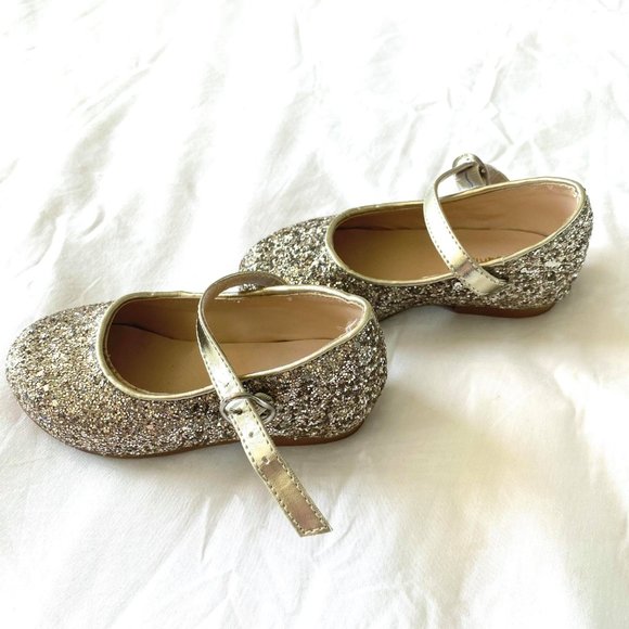 BARDOT JUNIOR girls size 8 kids gold glitter/sparkle party dress shoes ♡ - Picture 5 of 8